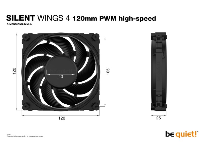 be quiet! SILENT WINGS 4 | 120mm PWM high-speed Computer case Fan 12 cm Black 1 pc(s)