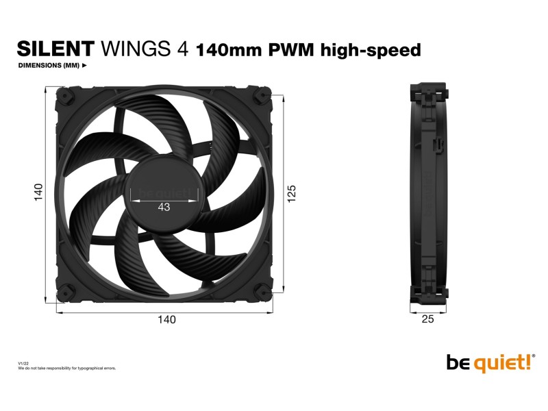 be quiet! SILENT WINGS 4 | 140mm PWM high-speed Computer case Fan 14 cm Black 1 pc(s)