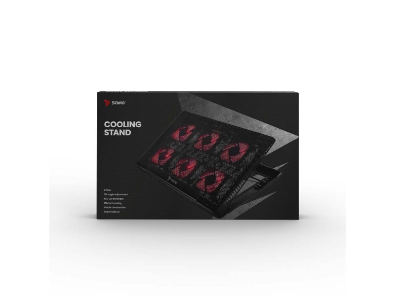 Laptop cooling pad, 6 backlit fans, 2000 RPM, SAVIO COS-01