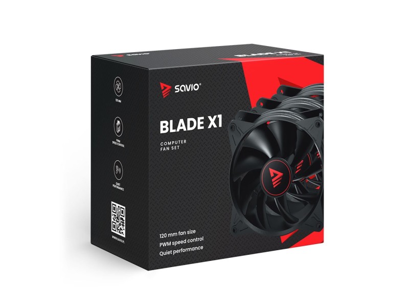 SAVIO Fan Set BLADE X1 SET 3 x 120mm 4-pin PWM black