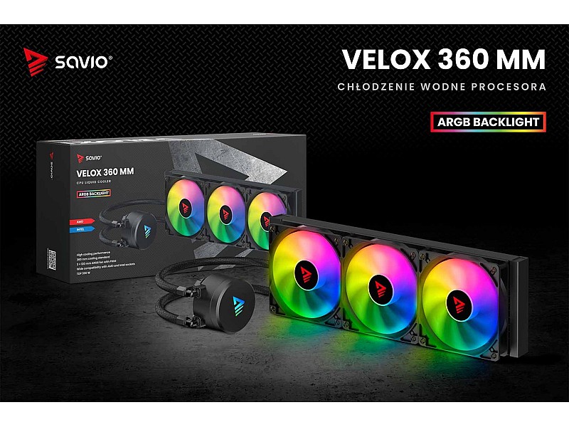 SAVIO VELOX 360mm CPU Liquid Cooler with ARGB