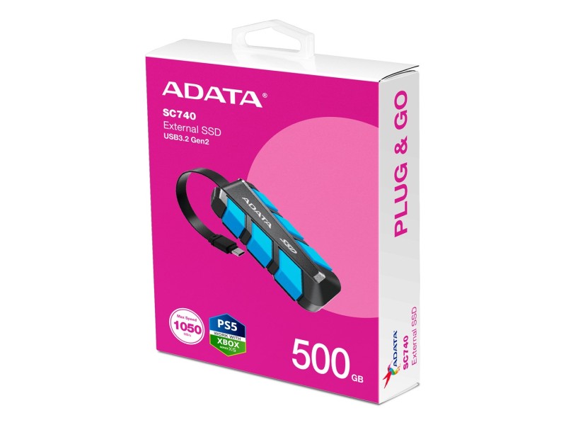 ADATA SC740 500 GB USB Type-C 3.2 Gen 2 (3.1 Gen 2) Black, Blue