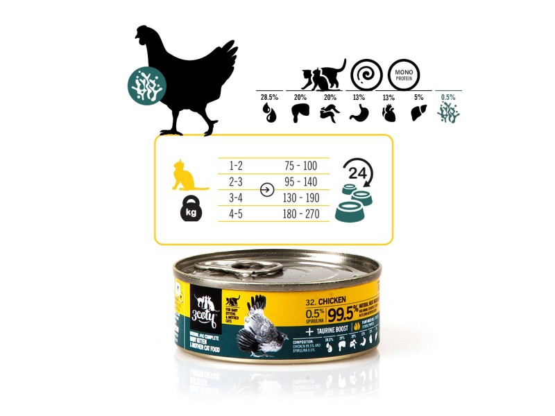 3COTY Chicken with spirulina For kittens and nursing cats - wet cat food - 80g