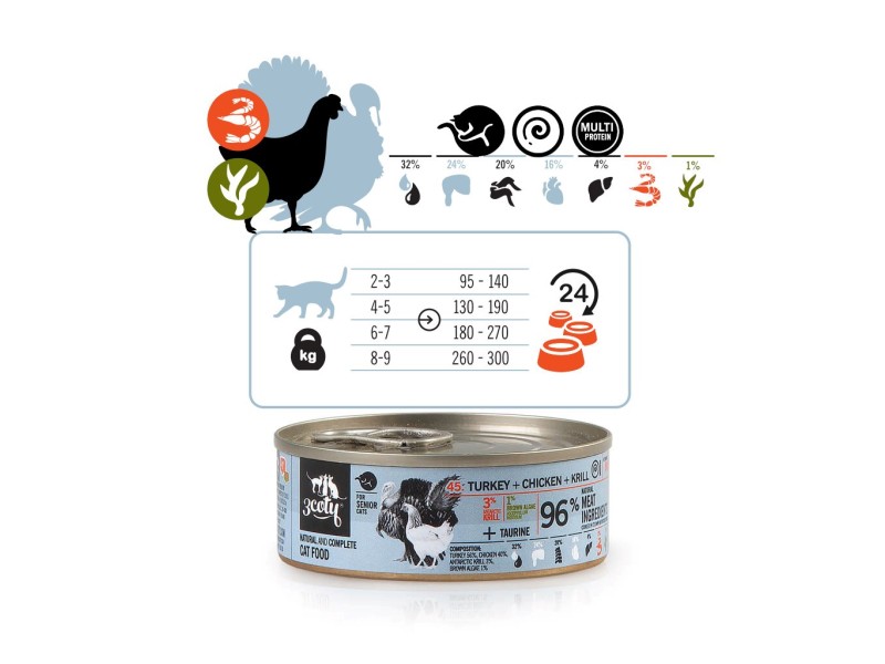 3COTY Turkey with chicken and krill Senior - wet cat food - 80g
