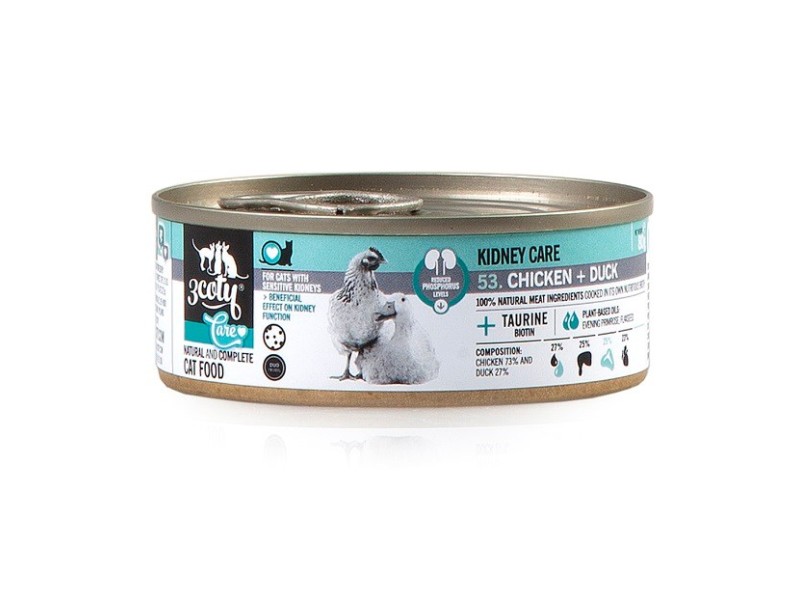 3COTY Chicken with duck Kidney care  - wet cat food - 80g