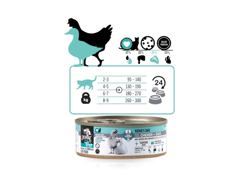 3COTY Chicken with duck Kidney care  - wet cat food - 80g