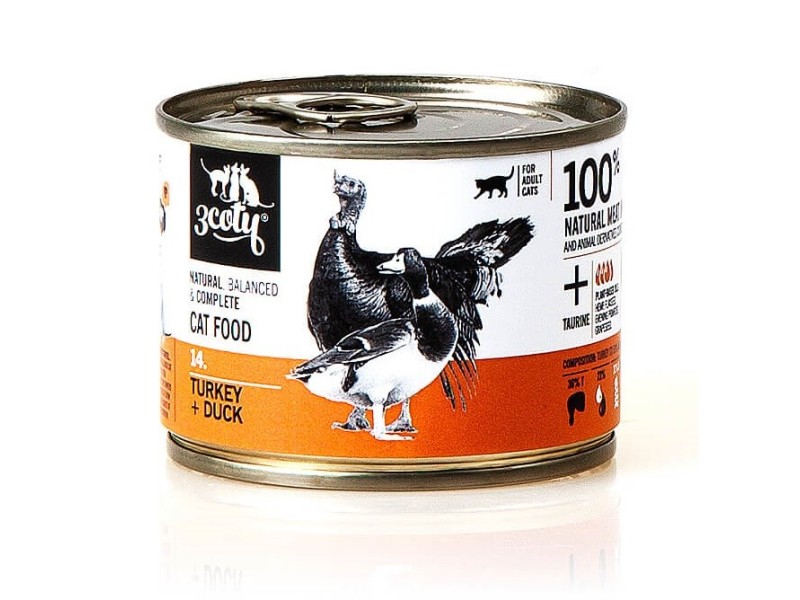 3COTY 14. Turkey and duck - wet cat food - 180g