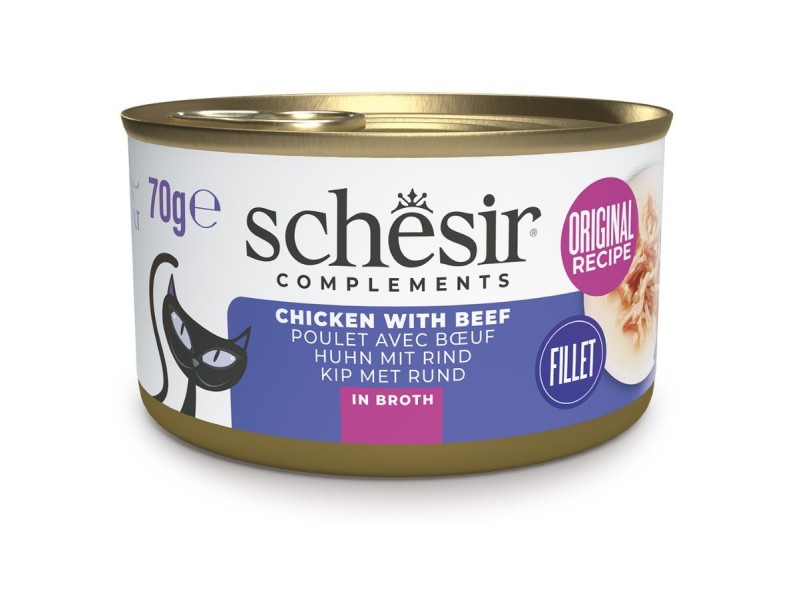 SCHESIR Chicken with beef in broth - wet cat food - 70g