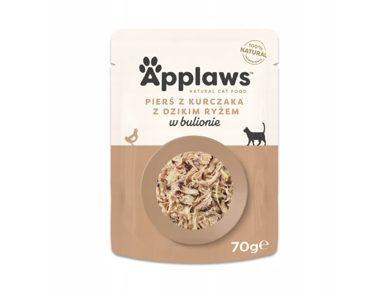 APPLAWS Chicken breast with wild rice in broth - wet cat food - 70g