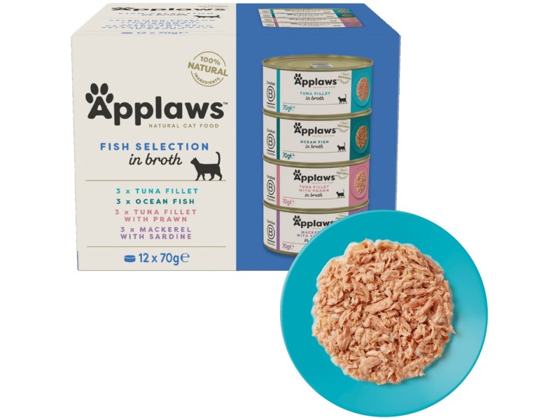 APPLAWS Fish selection multipack in broth - wet cat food - 12x70g