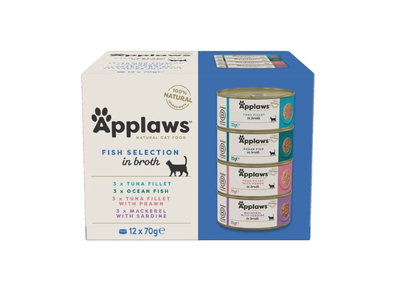 APPLAWS Fish selection multipack in broth - wet cat food - 12x70g