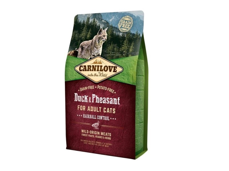 CARNILOVE Cat Hairball Control Duck and pheasant - dry cat food - 2kg