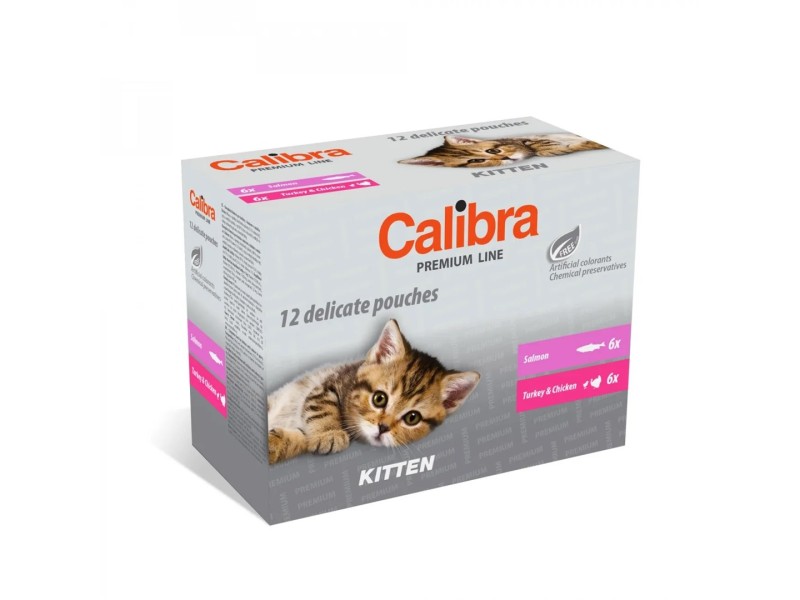 CALIBRA Cat Premium Kitten Pouches multipack - wet cat food - 12x100g