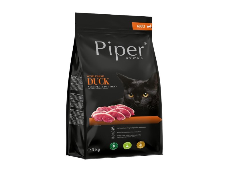 PIPER Animals with fresh duck - dry cat food - 3kg
