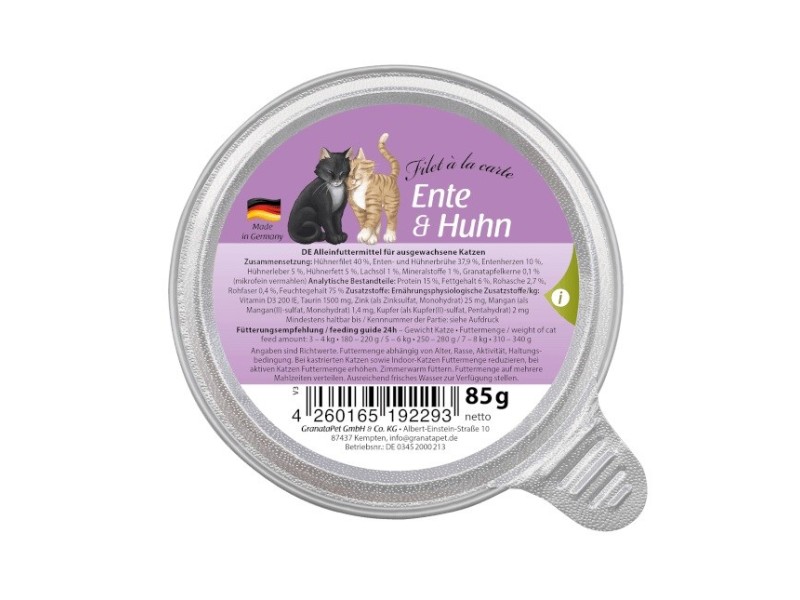 GRANATAPET Filet á la carte Duck with chicken - wet cat food - 85g