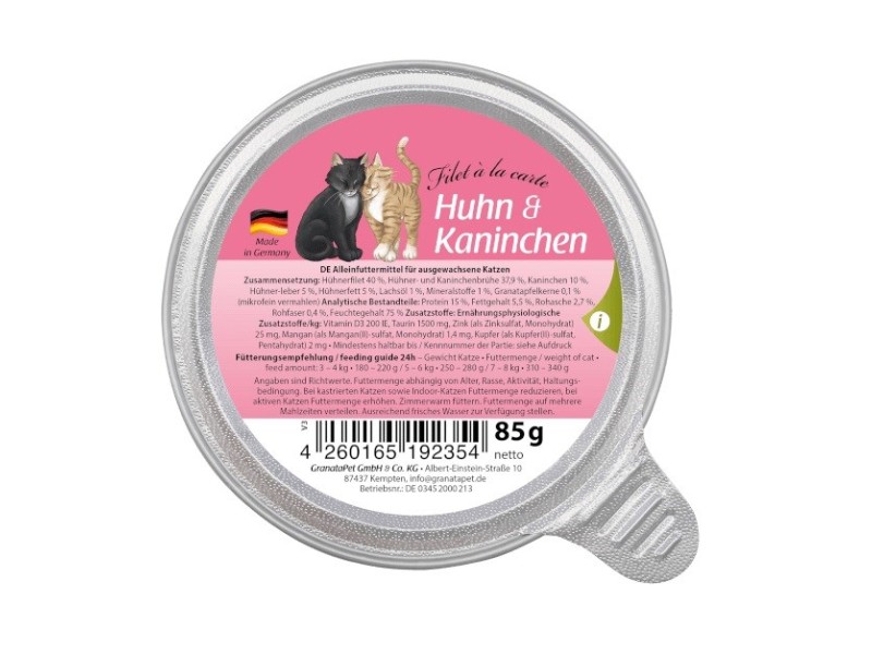 GRANATAPET Filet á la carte Chicken with rabbit - wet cat food - 85g