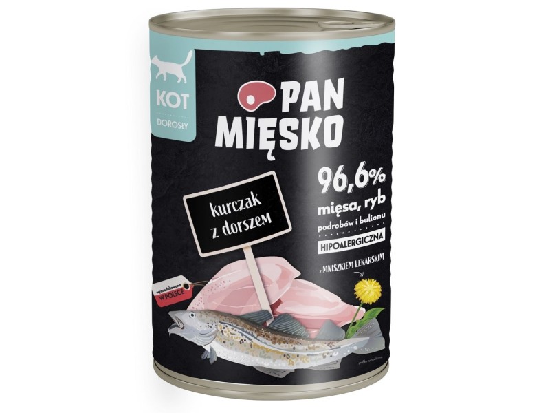 PAN MIĘSKO Chicken with cod - wet cat food - 400g