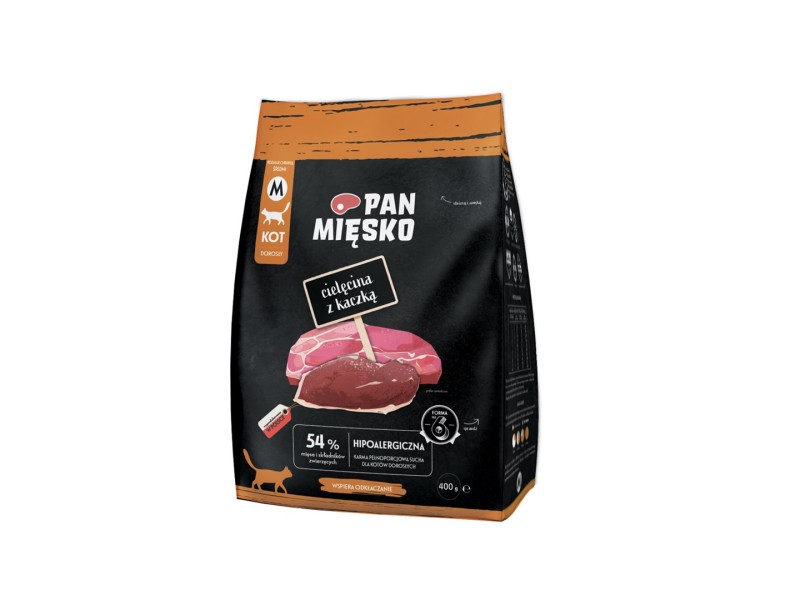 PAN MIĘSKO Veal with duck M - dry cat food - 400g