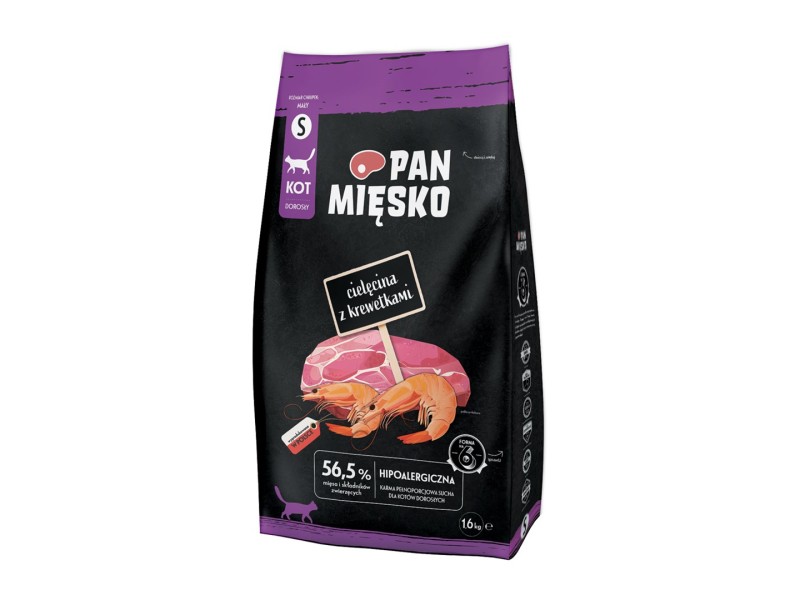 PAN MIĘSKO Veal with shrimps S - dry cat food - 1,6kg