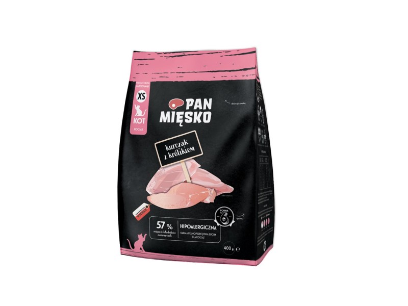 PAN MIĘSKO Chicken with rabbit XS - dry cat food - 400g