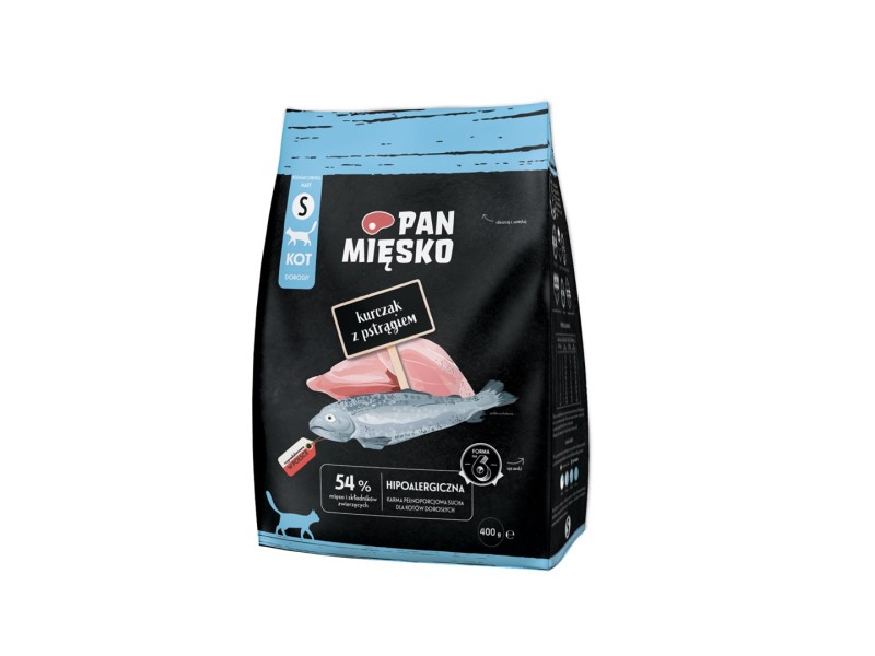 PAN MIĘSKO Chicken with trout S - dry cat food - 400g