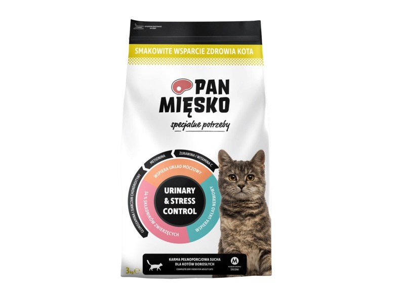 PAN MIĘSKO Urinary & Stress Control Turkey - dry cat food - 3kg