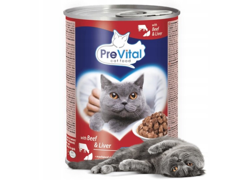 PREVITAL Beef with liver in gravy - wet cat food - 2x415g