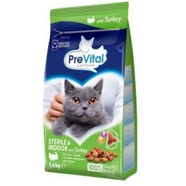 PREVITAL Cat Food Sterile with Turkey - Dry Cat Food - 1.4 kg