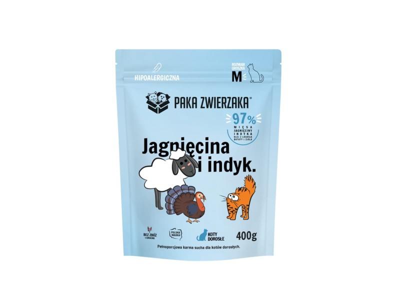 PAKA ZWIERZAKA Lamb and turkey M - dry cat food - 400g