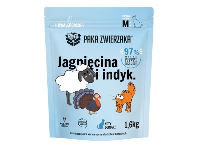 PAKA ZWIERZAKA Lamb and turkey M - dry cat food - 1,6kg
