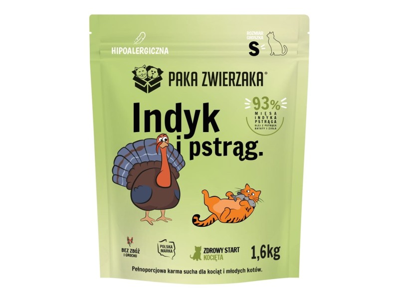PAKA ZWIERZAKA Turkey with trout Kitten S - dry cat food - 1,6kg