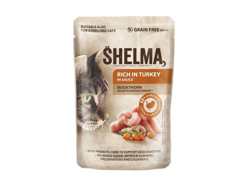 SHELMA Rich in turkey in sauce - wet cat food - 85g