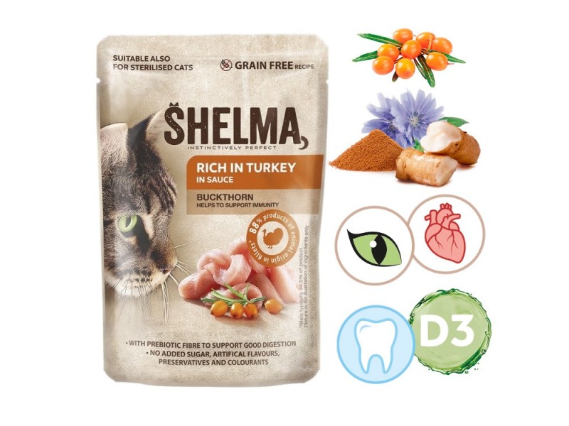 SHELMA Rich in turkey in sauce - wet cat food - 85g