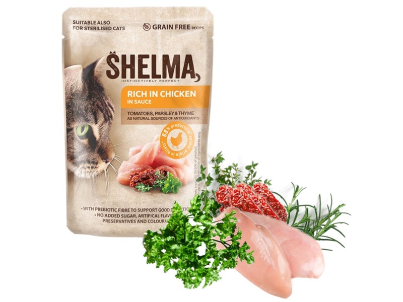 SHELMA Rich in chicken in sauce - wet cat food - 85g