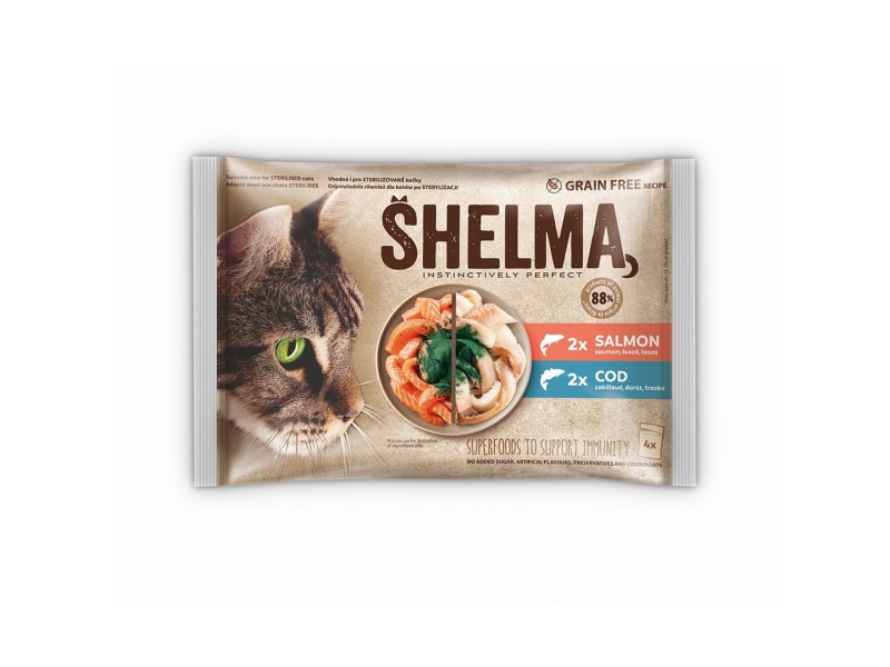 SHELMA with salmon and cod in sauce - wet cat food - 4x85g
