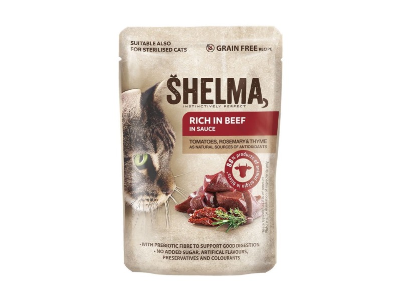 SHELMA with salmon, cod, chicken and beef in sauce - wet cat food - 12x85g SHELMA with salmon, cod, chicken and beef in sauce - wet cat food - 12x85g