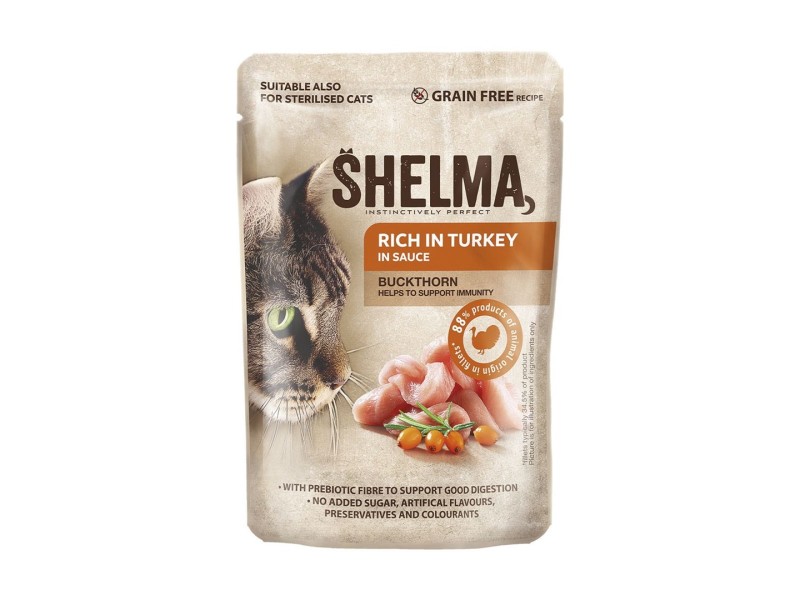 SHELMA with turkey, duck, chicken and beef in sauce - wet cat food - 12x85g