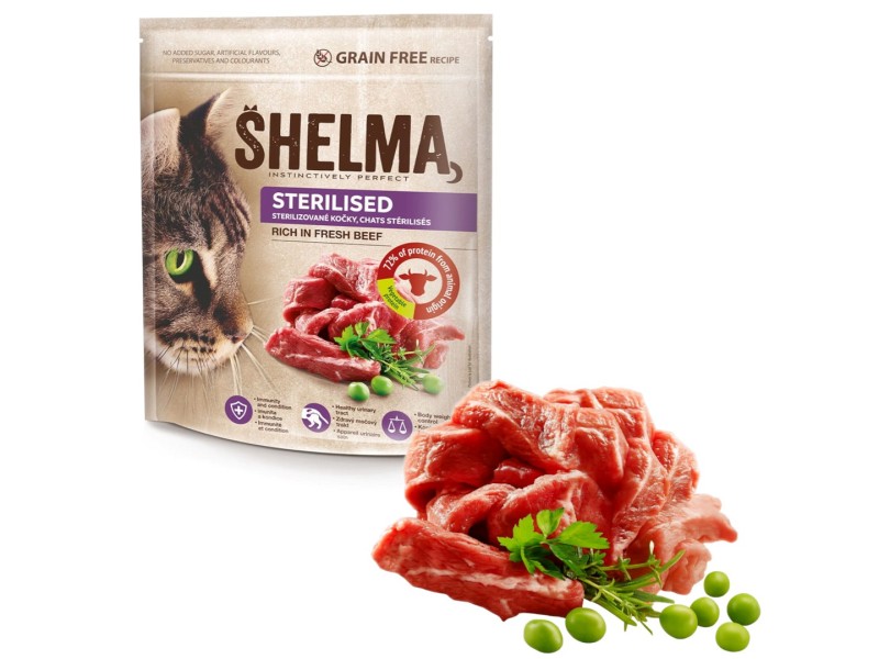 SHELMA Sterilised Rich in beef - dry cat food - 750g