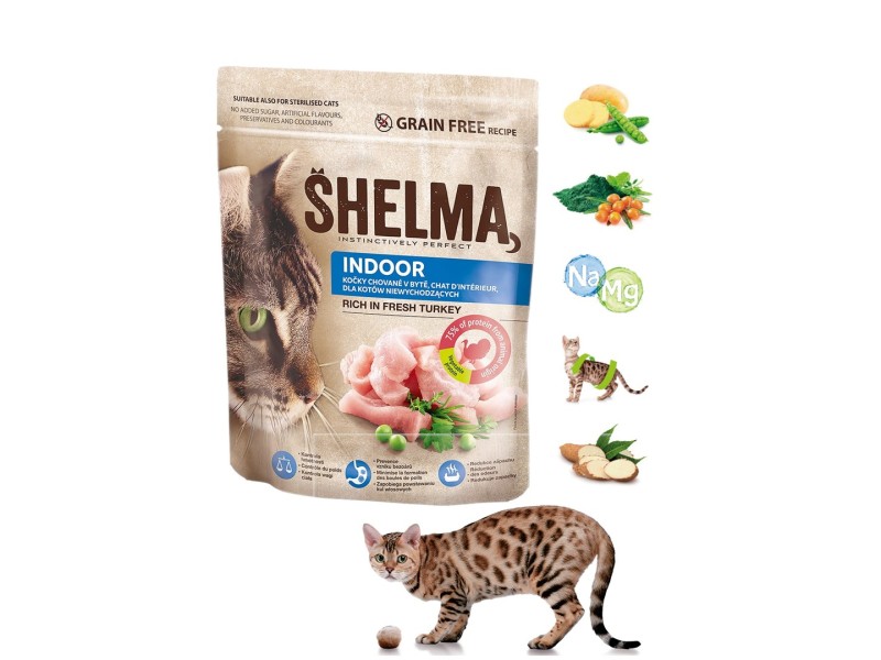 SHELMA Indoor Rich in turkey - dry cat food - 750g