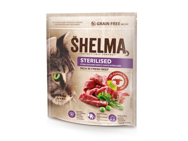 SHELMA Sterilised Beef - dry cat food - 1,4kg