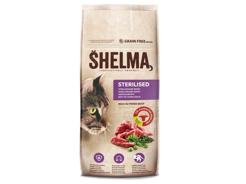 SHELMA Sterilised Beef - dry cat food - 8kg