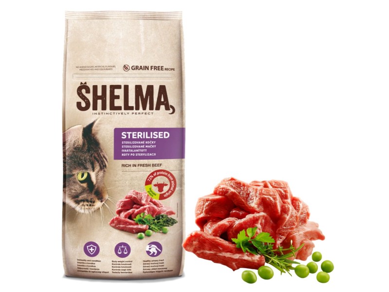 SHELMA Sterilised Beef - dry cat food - 8kg