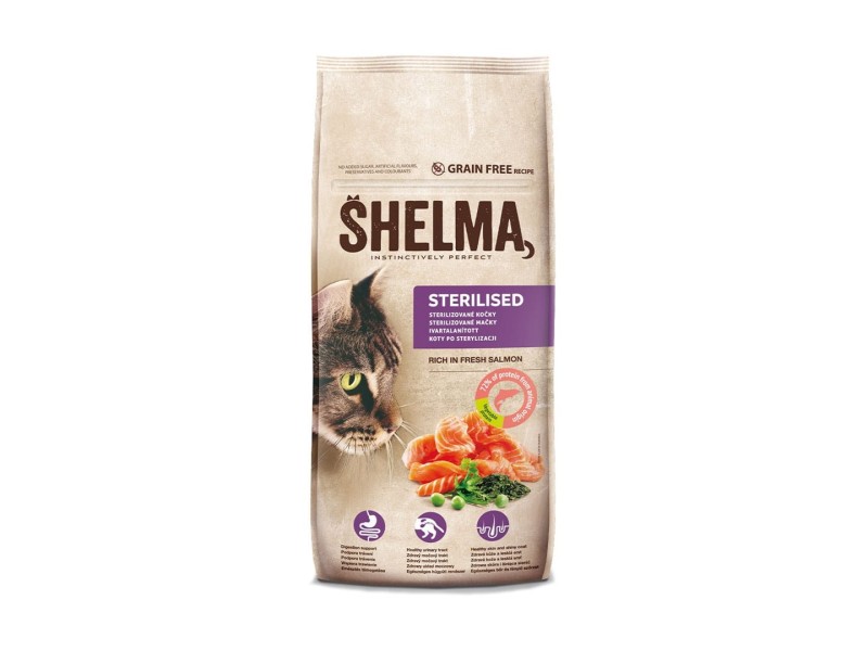 SHELMA Sterilised Salmon - dry cat food - 8kg