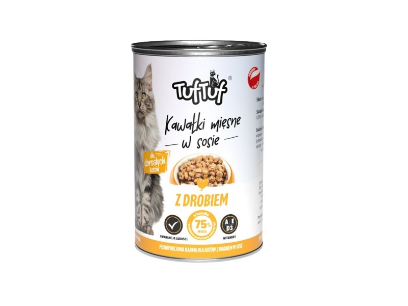 TUF TUF Pieces of meat in sauce with poultry - wet cat food - 415g