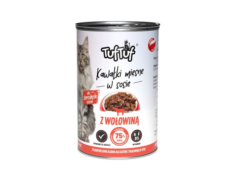 TUF TUF Pieces of meat in sauce with beef - wet cat food - 415g