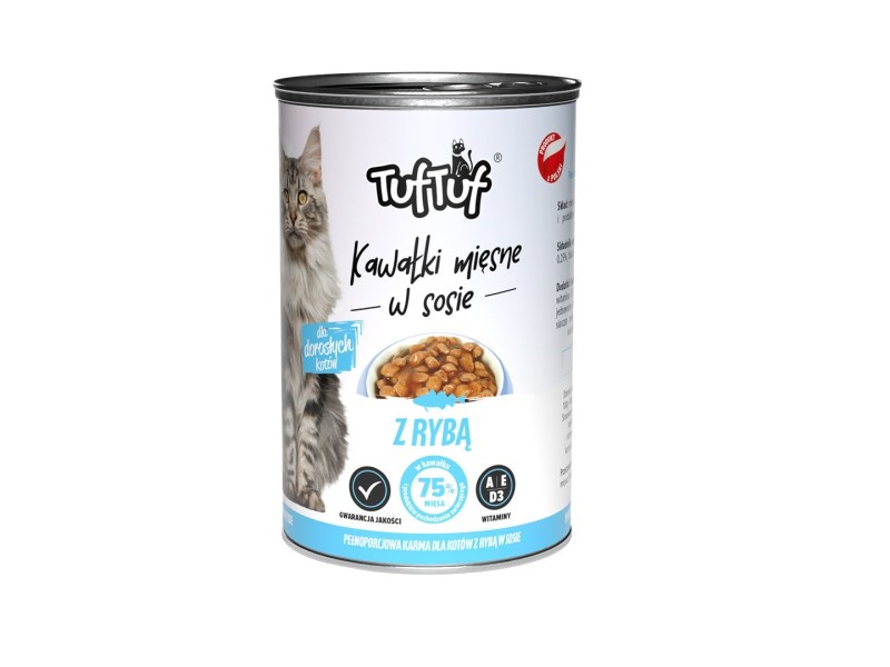 TUF TUF Pieces of meat in sauce with fish - wet cat food - 415g