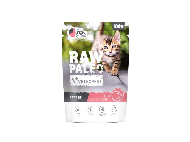 VETEXPERT Raw Paleo Kitten Pork - wet cat food - 100g