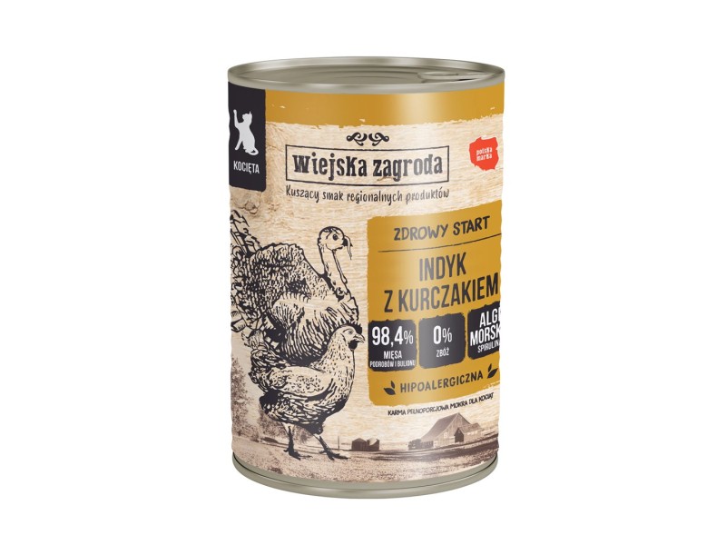 WIEJSKA ZAGRODA Kittens Turkey with chicken - wet cat food - 400g