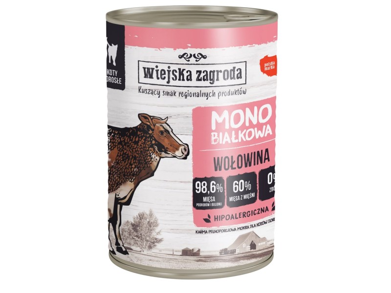 WIEJSKA ZAGRODA Monoprotein beef - wet cat food - 400g