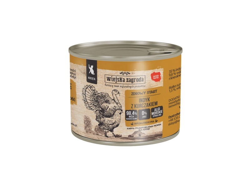 WIEJSKA ZAGRODA Turkey and chicken for kittens - wet cat food - 200g WIEJSKA ZAGRODA Turkey and chicken for kittens - wet cat food - 200g